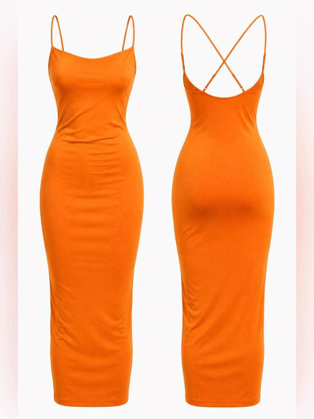 Aritzia Babaton Orange Bodycon Midi Dress - Sabaton Tag Visible